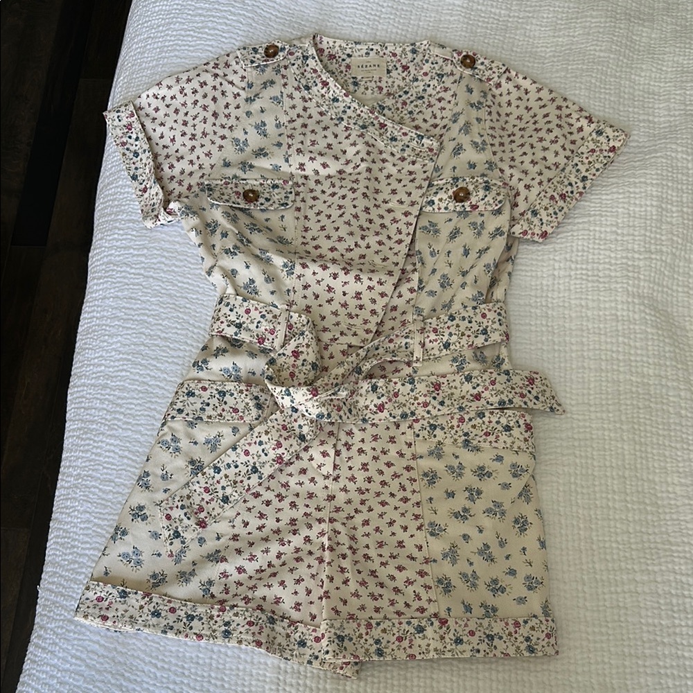 Sezane Floral Short Sleeve Romper sz 36